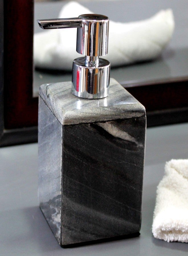 KLEO Soap/Lotion Dispenser - Made of Genuine Indian Marble - Luxury Bathroom Accessories Bath Set - Black/Grey - Image 3